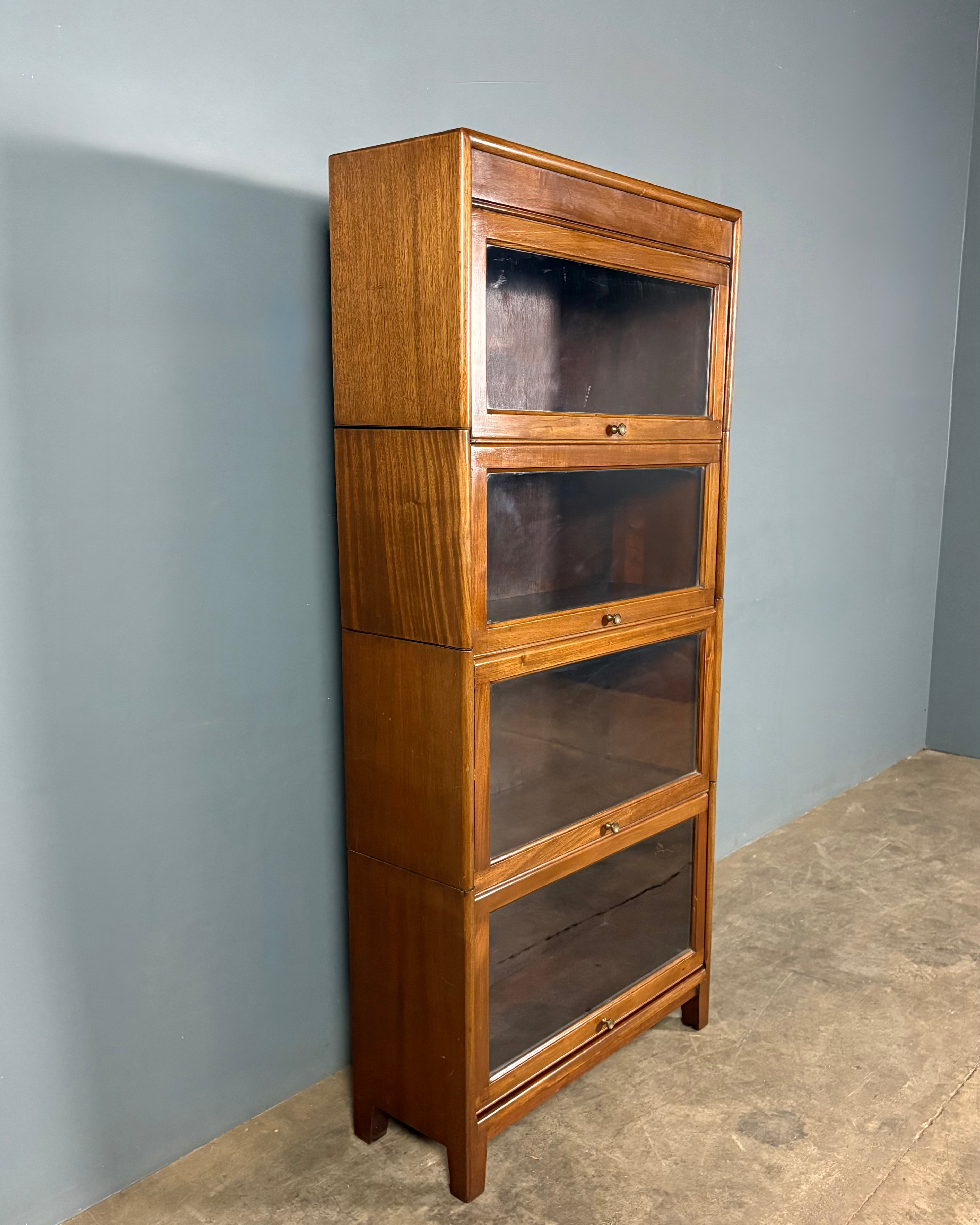 Gunn Sectional Stacking Glass Fronted Bookcase Mahogany Edwardian