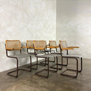 Six Brown Cesca Cane Rattan Marcel Breuer Dining Chairs Mid Century Vintage Retro MCM