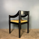 Carimate Black Carver Rush Papercord Dining Chair By Vico Magistretti For Cassina Mid Century Vintage Retro MCM