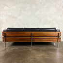 Mid Century Brown Leather Robin Day For Habitat Forum II Three Seater Sofa Vintage Retro MCM