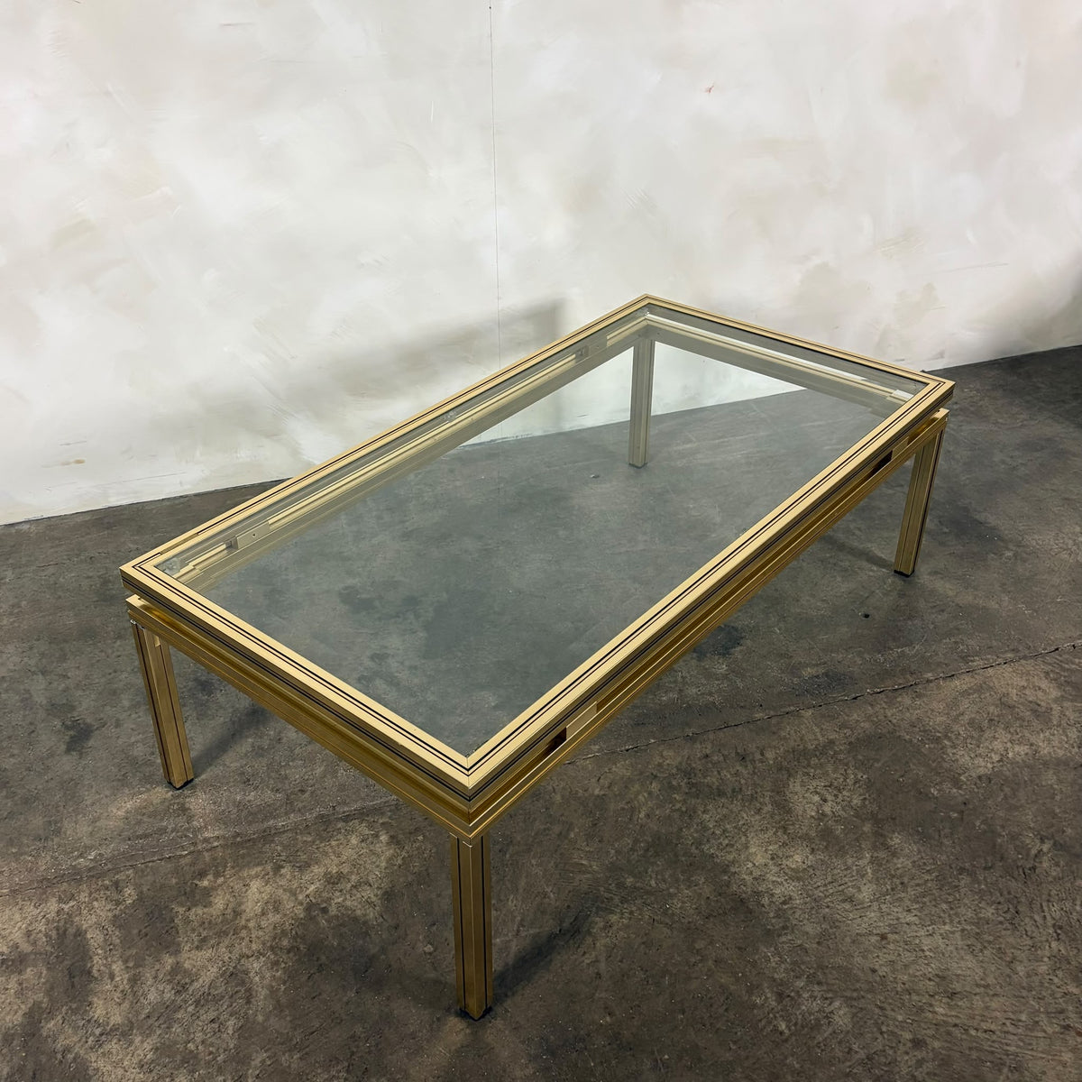 Pierre Vandel Brass Glass Coffee Table Mid Century Vintage Retro MCM