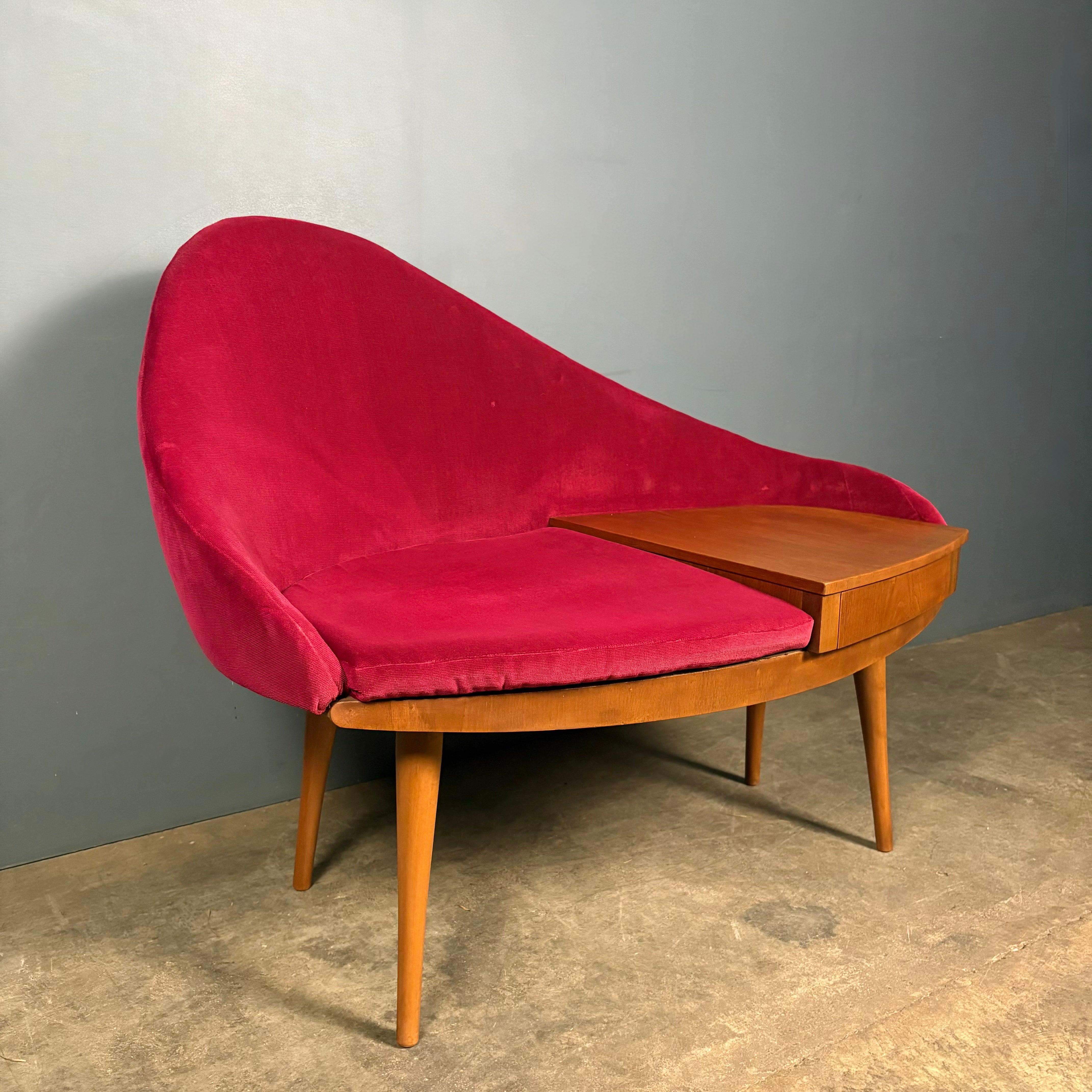 Chippy Heath Contour Curved Telephone Table Seat Mid Century Vintage MCM Retro