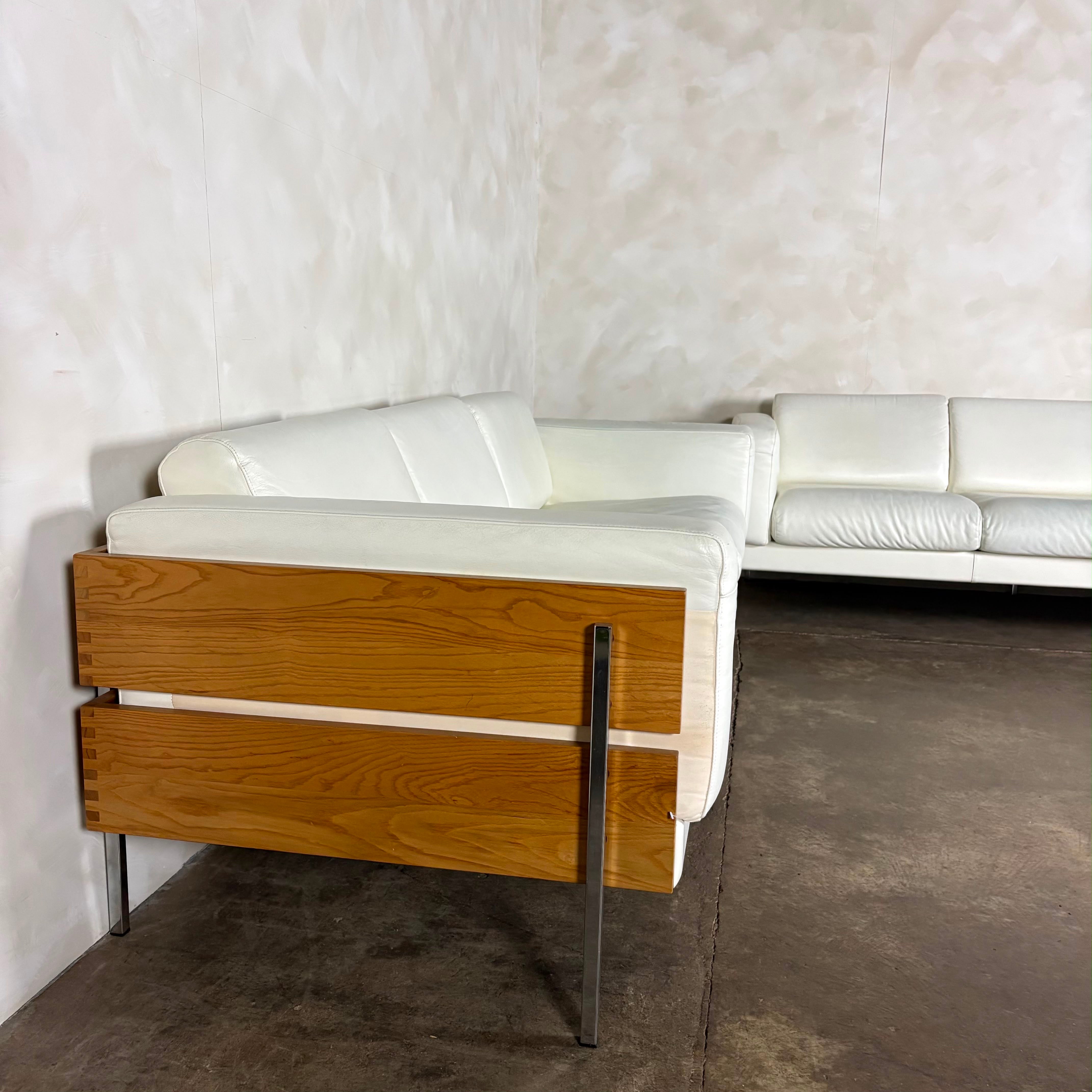 Mid Century White Leather Robin Day For Habitat Forum II Three Seater Sofa Vintage Retro MCM