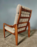 Mid Century Grey Wool Teak Armchair Vintage Retro MCM