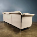 Mid Century Off White/Cream Leather Three Seater Sofa Vintage Retro MCM