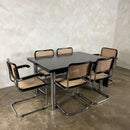 Six Black Marcel Breuer Cesca Bauhaus Dining Chairs With Matching Extending Dining Table Mid Century Vintage Retro MCM