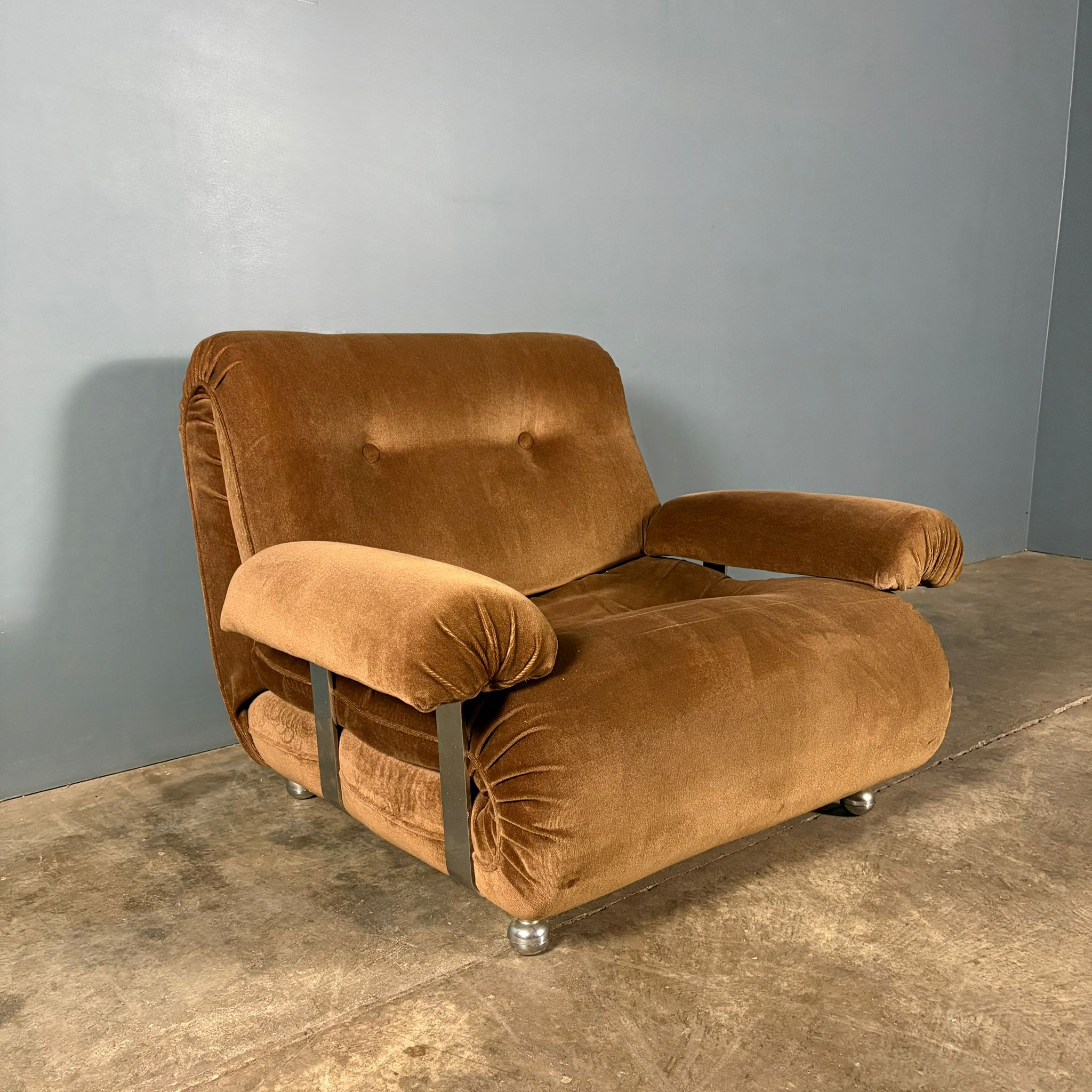 SOLD Mid Century G Plan Modular Armchair Brown Velvet Vintage Retro MCM