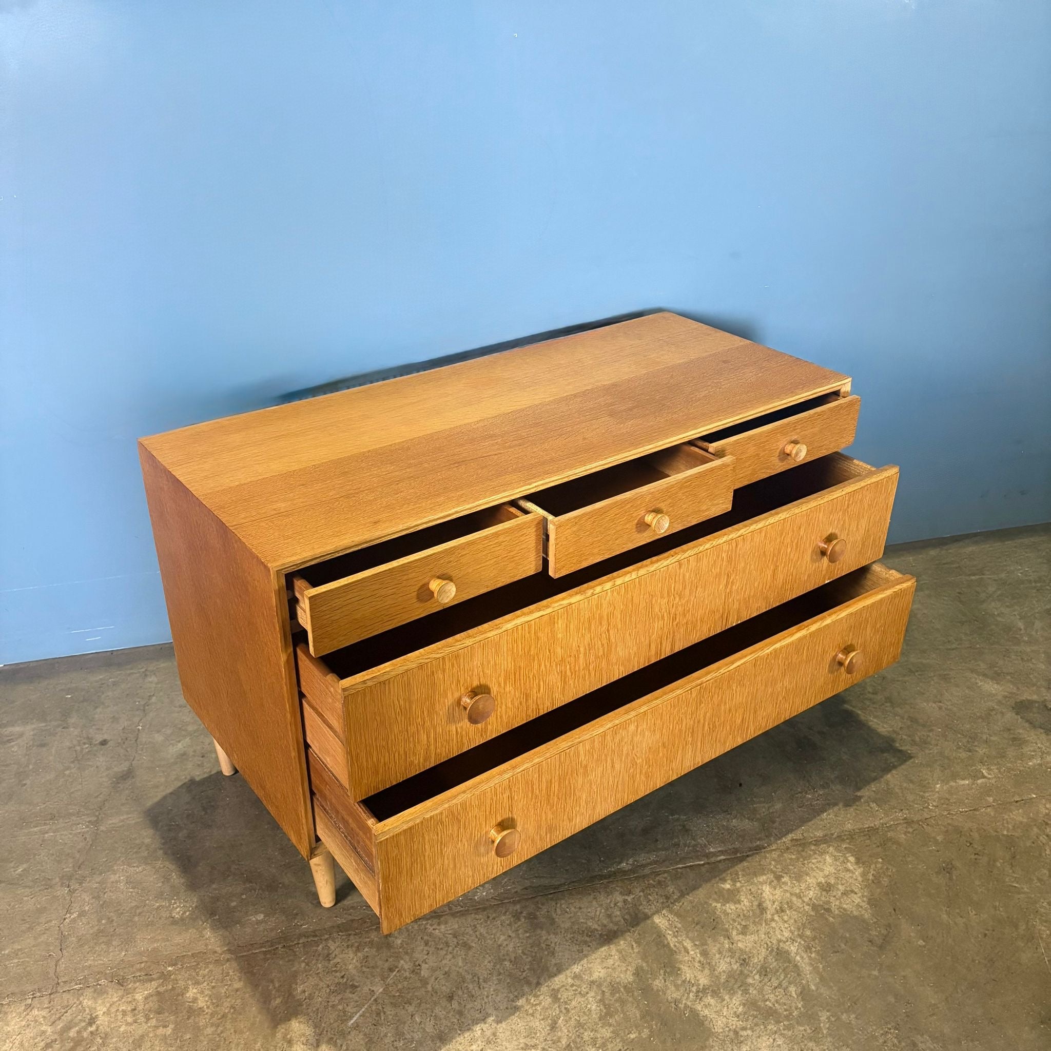 Meredew Oak Sideboard/Chest Of Drawers Mid Century Vintage Retro MCM Set 2