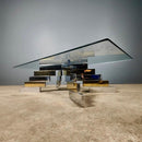 SOLD Mid Century Chrome & Brass Paul Evans Cityscape Pieff Style Coffee Table Vintage Retro MCM