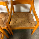 Set Of Six Carimate Rush & Beech Dining Chairs  Vico Magistretti Cassina Habitat Mid Century Vintage Retro MCM