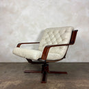 Scandinavian Swivel Leather Lounge Chair Mid Century Vintage Retro MCM