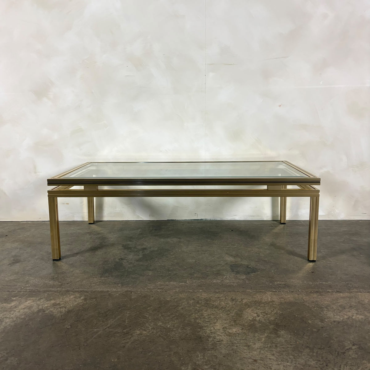 Pierre Vandel Brass Glass Coffee Table Mid Century Vintage Retro MCM