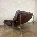 Mid Century Pieff Alpha Brown Leather Three Seater Sofa Vintage Retro MCM