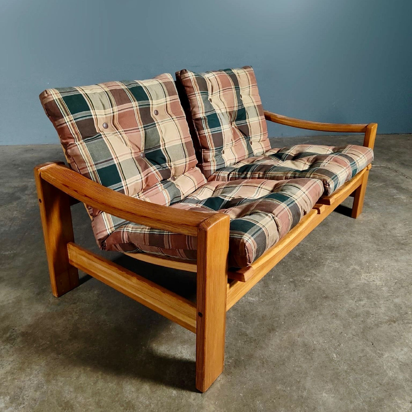 Mid Century Pine Two Seater Sofa By Yngve Ekström For Swedese Vintage Retro MCM