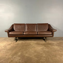 Matador Brown Leather Three Seater Sofa By Aage Christiansen For Erhardsen & Andersen & Eran Mobler Mid Century Vintage Retro MCM