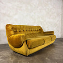 SOLD Mid Century G Plan Georgina Yellow Three Seater Sofa & Matching Pair Of Armchairs Yellow Velvet Vintage Retro MCM