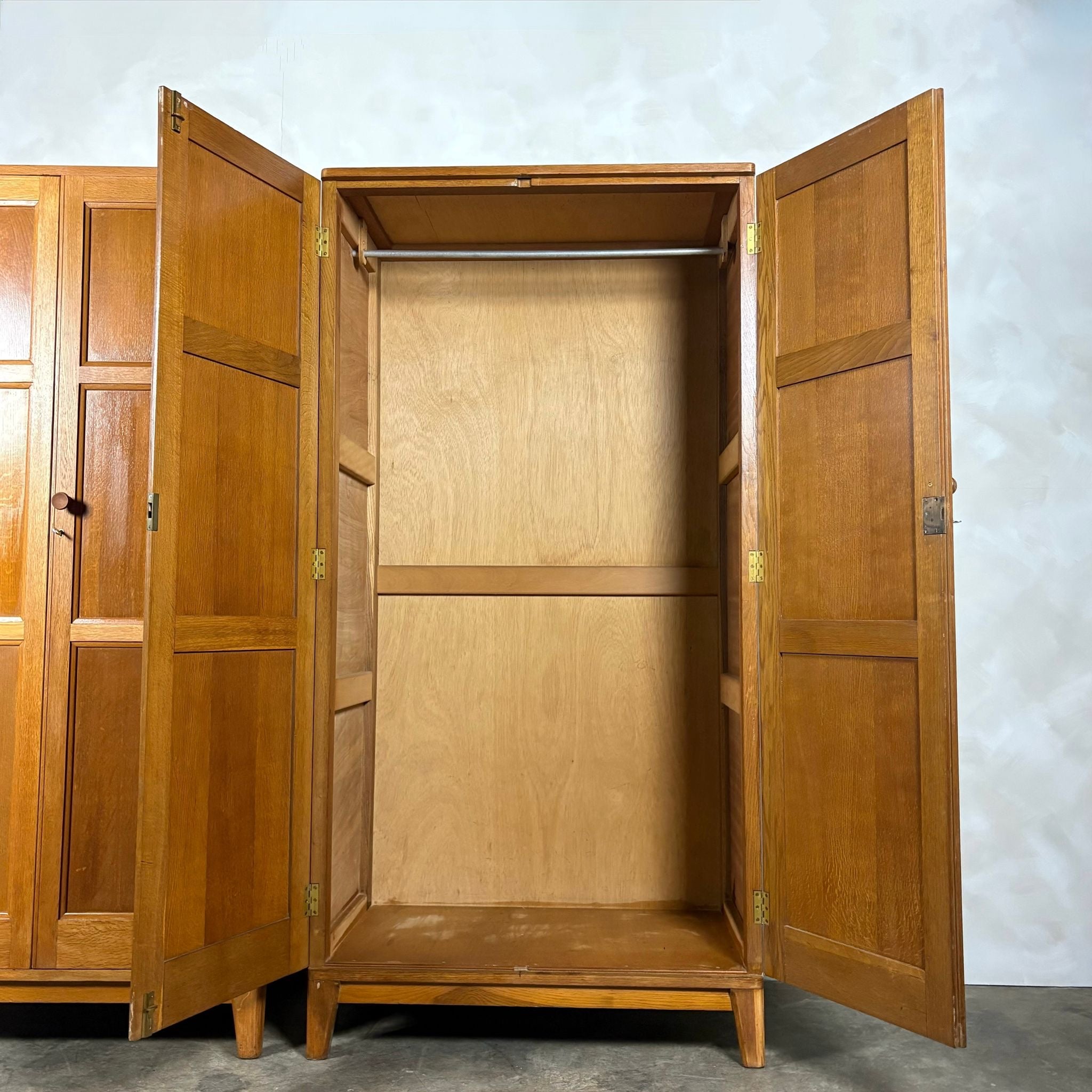 SOLD Pair Of Matching Wardrobes Oak Heals Gordon Russell Style Mid Century Vintage Retro MCM