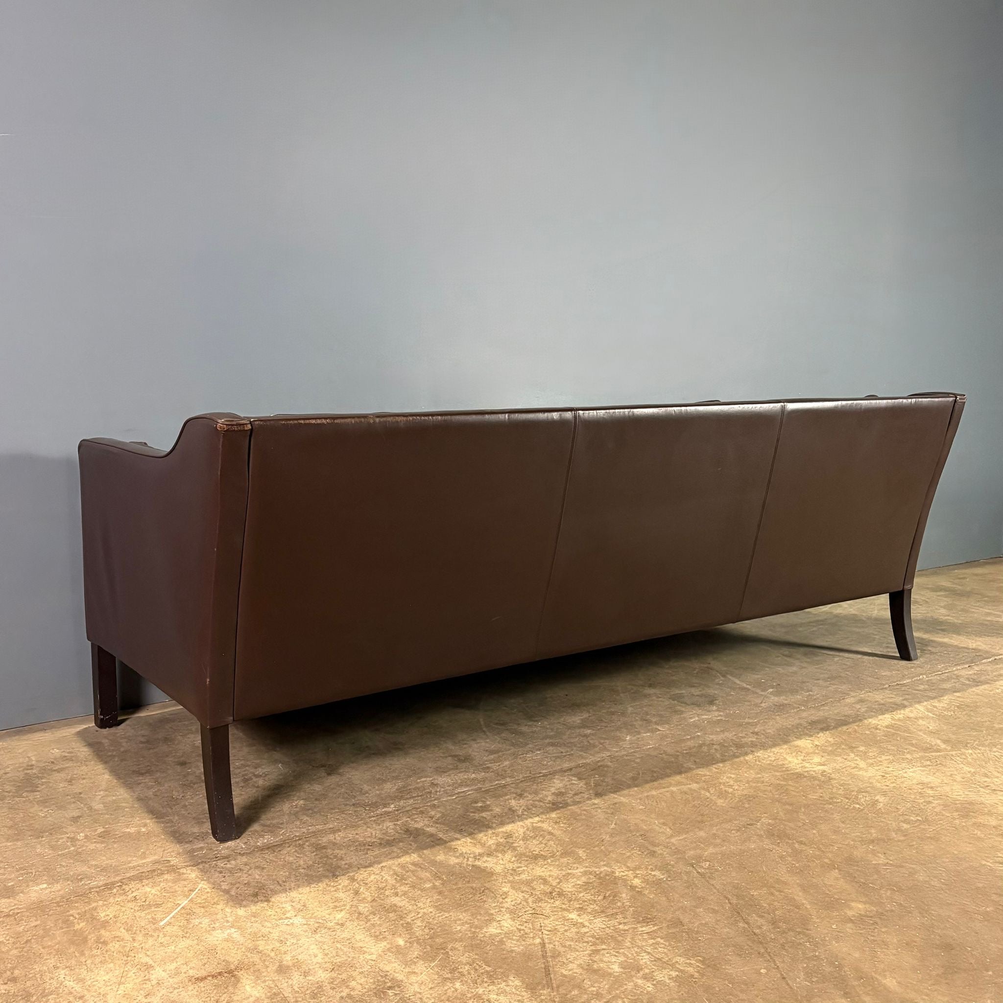 SOLD Three Seater Børge Mogensen Frederica Style Brown Leather Sofa By Mogens Hansen Model 2213 Mid Century Vintage Retro MCM