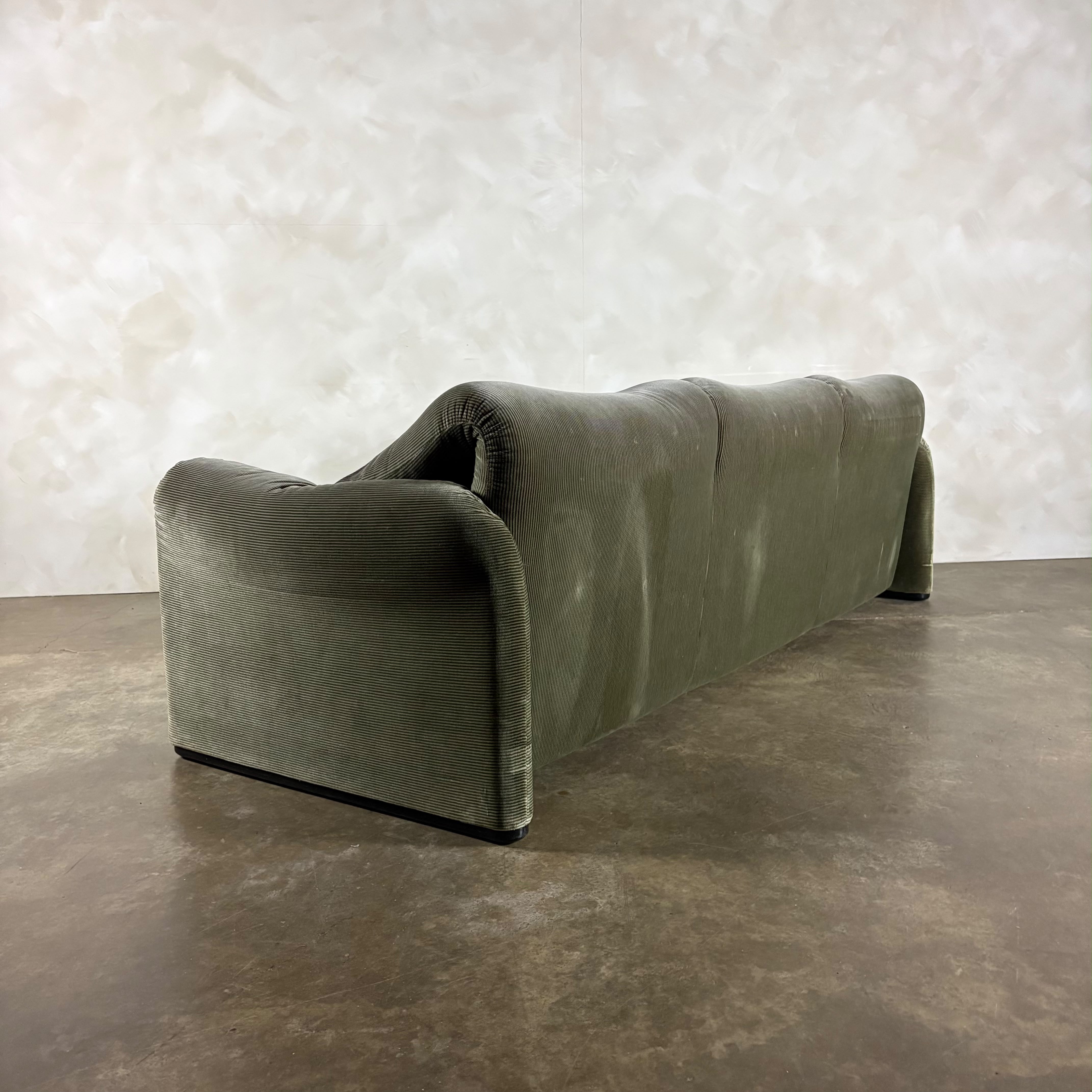 Maralunga Green Sage Three Seater Sofa By Vico Magistretti For Cassina Mid Century Vintage Retro MCM