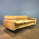 SOLD Three Seater Sofa Light Yellow Mustard Gold Mid Century Vintage Retro MCM