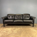 SOLD Black Leather Three Seater Sofa By Esko Pajamies For Asko Mid Century Vintage Retro MCM