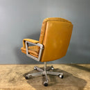 SOLD Office Chair André Vandenbeuck For Arflex Style Tan Cognac Leather Mid Century Vintage Retro MCM