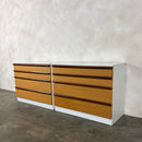 Pair Of Matching Chest Of Drawers White & Teak Mid Century Vintage Retro MCM