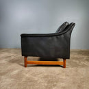 Mid Century Black Leather Åke Fribyter Swedish Armchair Vintage Retro MCM