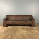 SOLD De Sede DS44 Three Seater Sofa Brown Tan Leather Mid Century Vintage Retro MCM