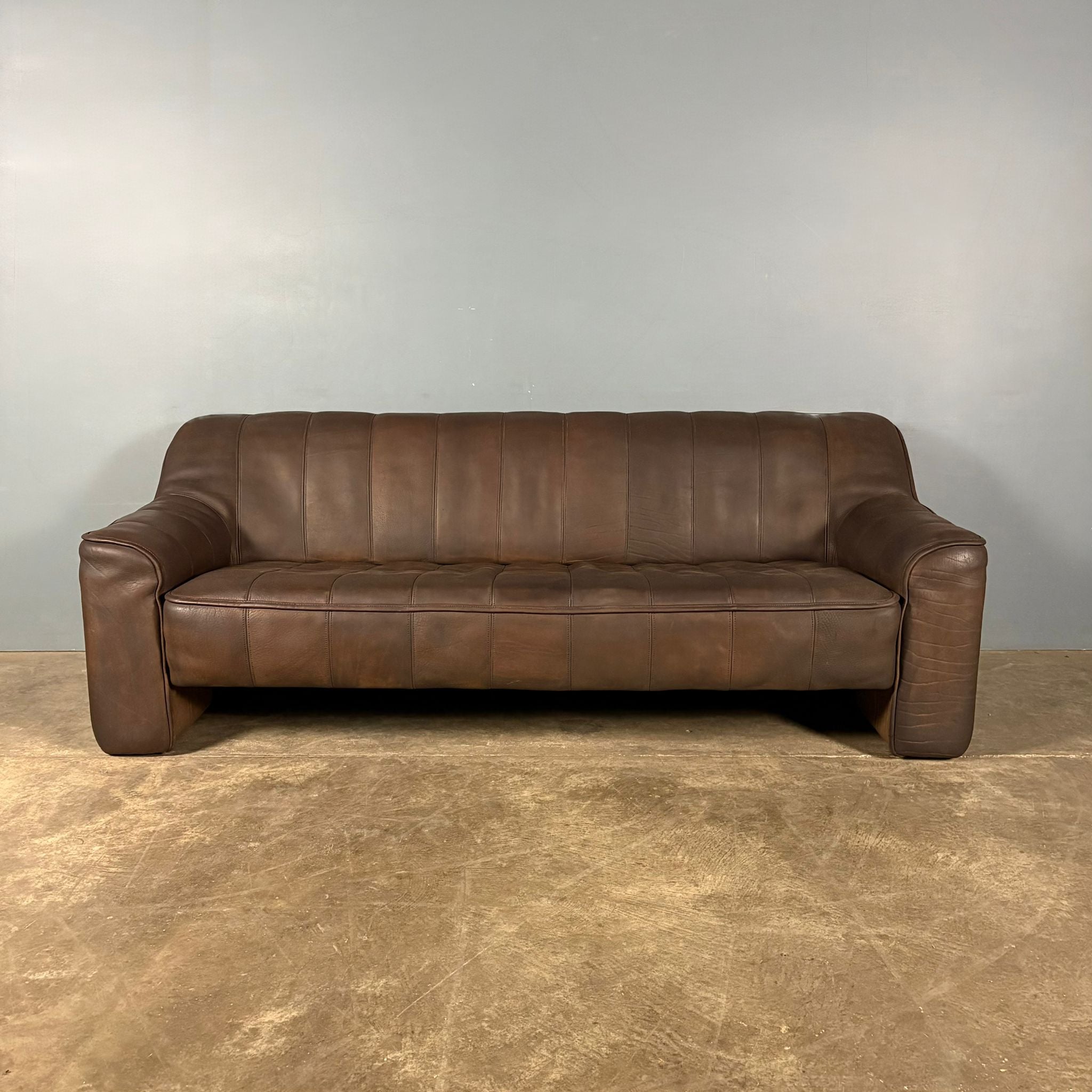SOLD De Sede DS44 Three Seater Sofa Brown Tan Leather Mid Century Vintage Retro MCM