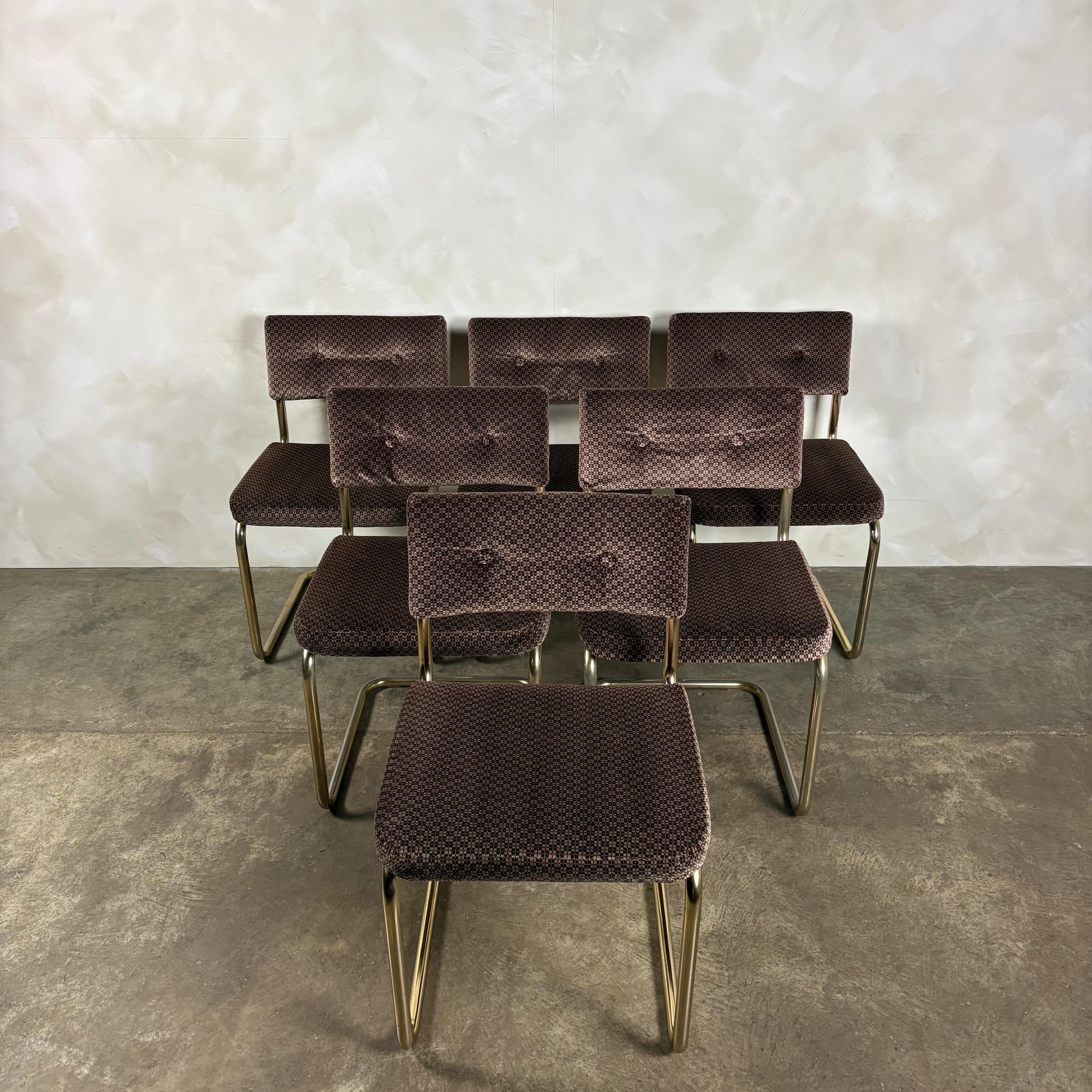 Six Marcel Breuer Cesca Brass Dining Chairs Mid Century Vintage Retro MCM