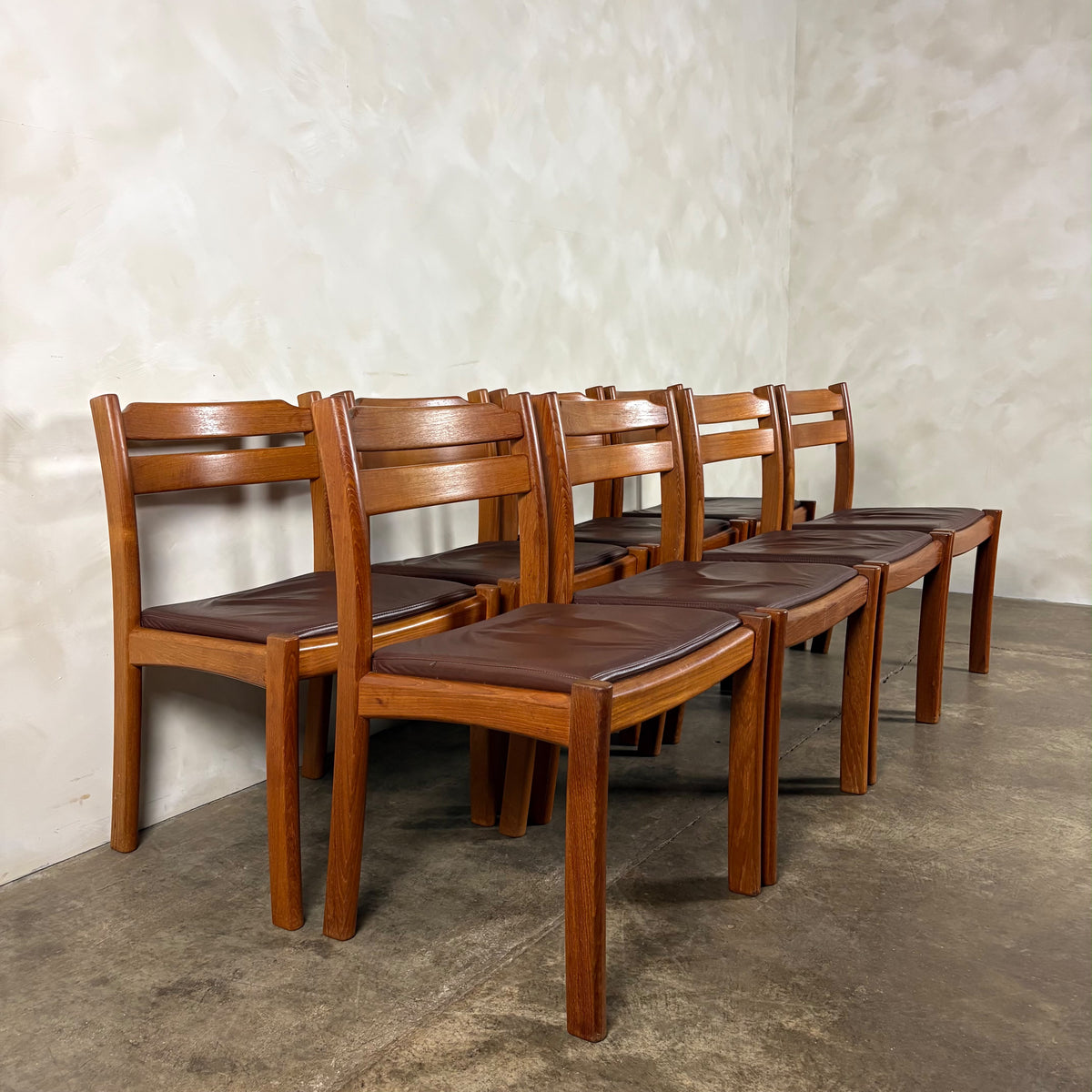 Set Of Eight 1970s Danish Teak Dining Chairs By Dyrlund Mid Century Vintage Retro MCM
