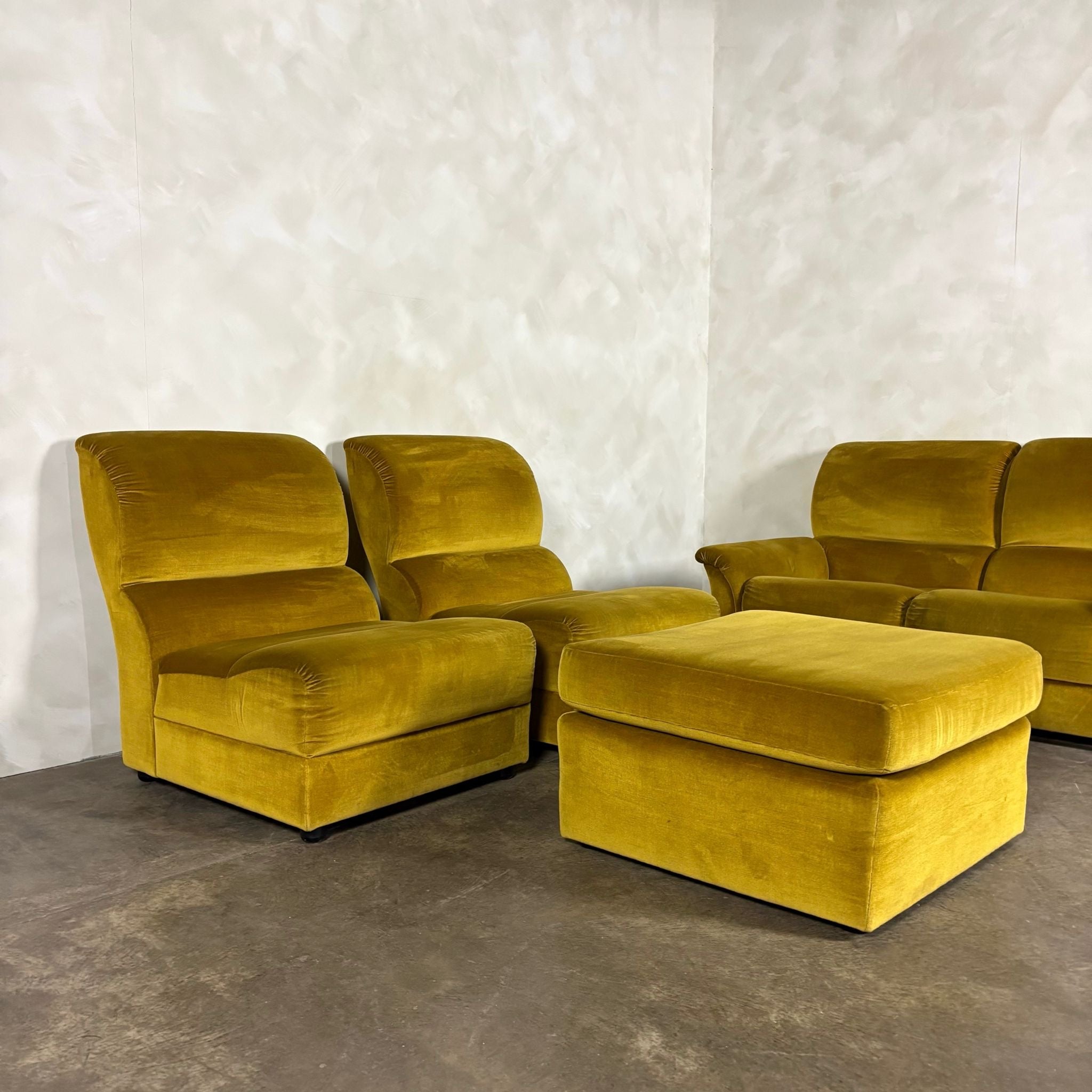SOLD Mid Century G Plan Osprey Modular Sofa Lounge Suite Yellow Velvet Vintage Retro MCM