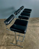 SOLD Mid Century Tim Bates For Pieff Eleganza Bar Stools In Black Leather Vintage Retro MCM