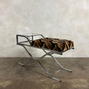 1970s Pieff Chrome & Geometric Fabric Upholstered Side Table/Seat Mid Century Vintage Retro MCM