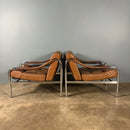 Mid Century Pair Of Pieff Beta Tan Brown Leather Lounge Chairs Vintage Retro MCM