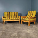 Mid Century Yngve Ekström Style Swedish Pine Two Seater Sofa & Armchair Vintage Retro MCM