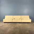 Tetrad Off White Ivory Leather Three Seater Modular Sofa/Chairs Mid Century Vintage Retro MCM