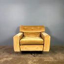 Light Yellow Mustard Gold Swivel Lounge Chair Mid Century Vintage Retro MCM