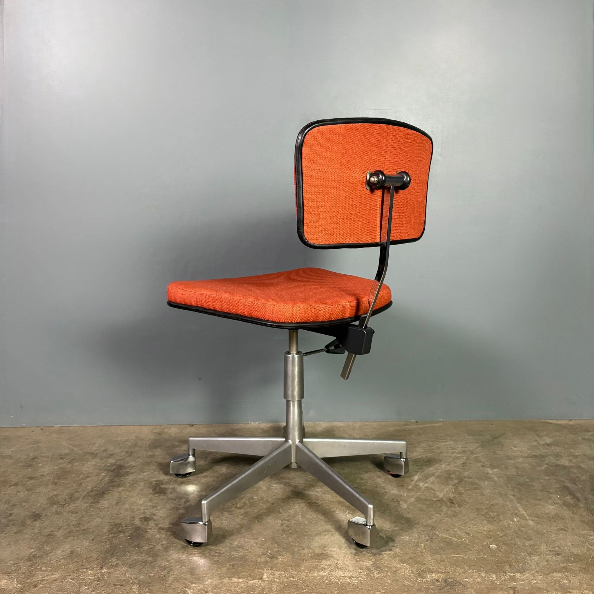 SOLD Orange Danish Office Kevi Swivel Chair By Jørgen Rasmussen For Labofa Mobler Mid Century Vintage Retro MCM