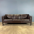 SOLD Three Seater Børge Mogensen Frederica Style Brown Leather Sofa By Mogens Hansen Model 2213 Mid Century Vintage Retro MCM