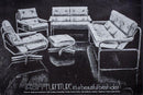 Mid Century Pieff Alpha Tan Brown Leather Two Swivel Lounge Chairs With Footstool Vintage Retro MCM