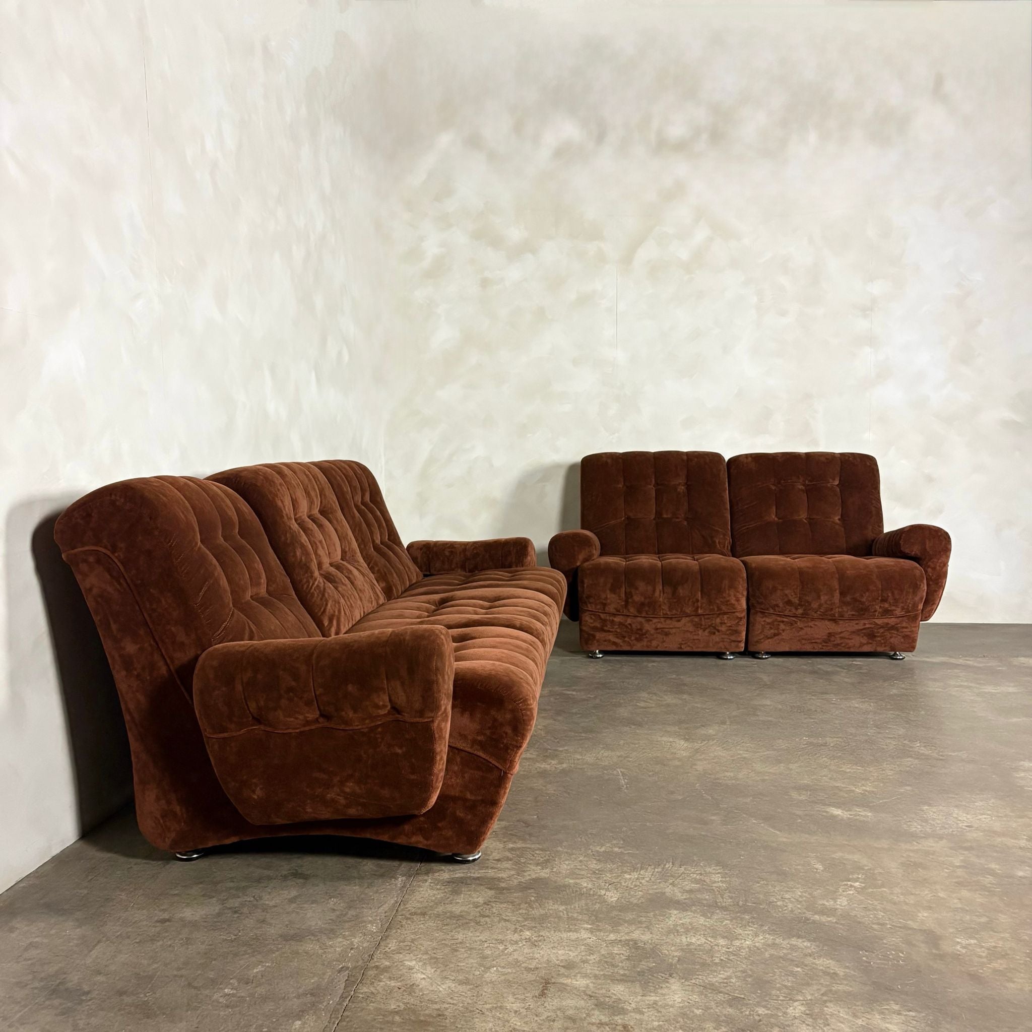 Brown Modular Frayling Sofa/Chairs Lounge Suite Mid Century Vintage Retro MCM