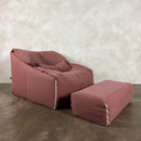 Pink Two Seater Sofa, Armchair & Footstool Annie Hiéronimus Ligne Roset 1980 Post Modern Cinna Mid Century Vintage Retro MCM
