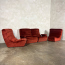 Dark Orange Four Piece Modular Sofa/Chairs Mid Century Vintage Retro MCM