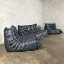 Togo Sofa Set Michel Ducaroy Ligne Roset Grey Leather Mid Century Vintage Retro MCM