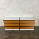 Pair Of Matching Chest Of Drawers White & Teak Mid Century Vintage Retro MCM