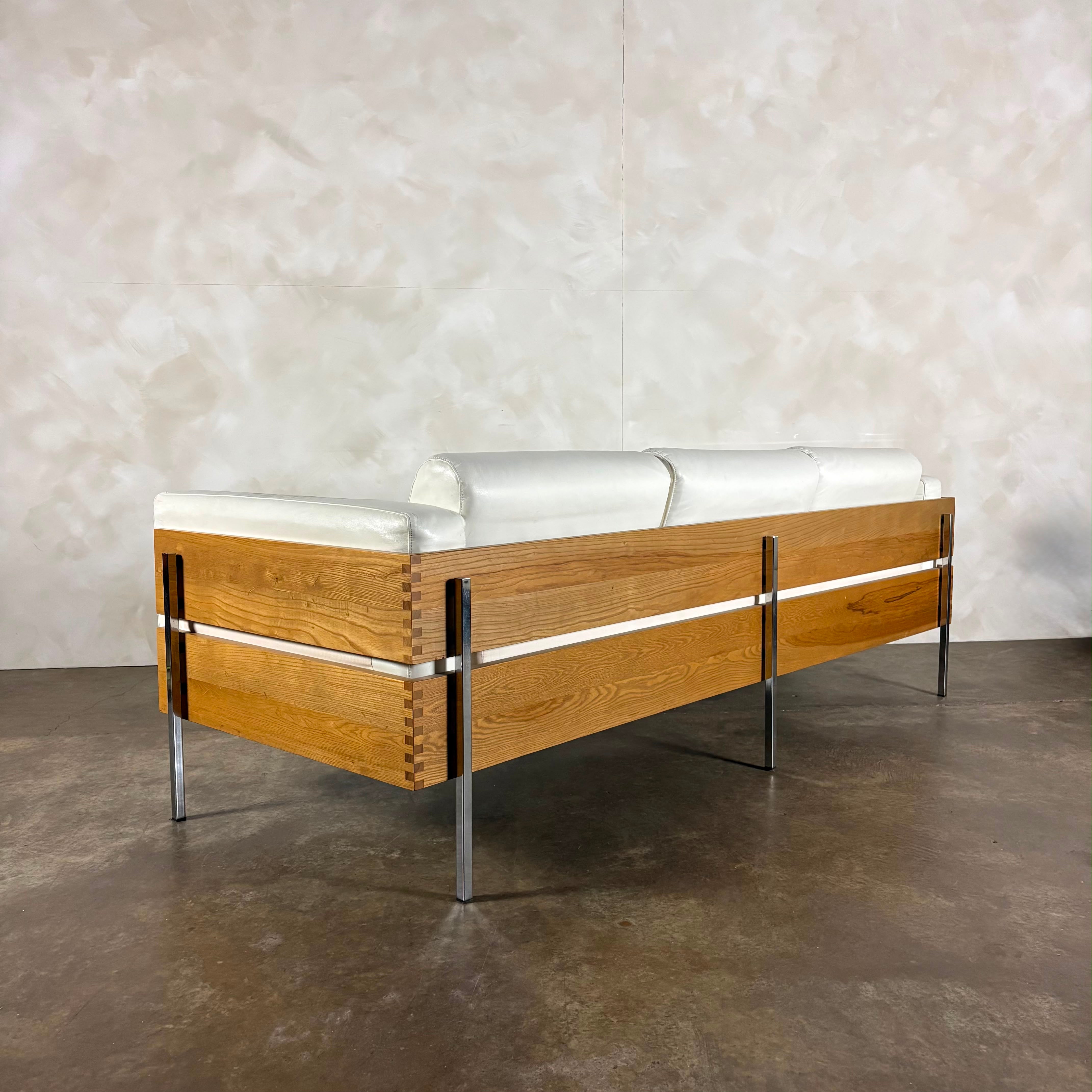 Mid Century White Leather Robin Day For Habitat Forum II Three Seater Sofa Vintage Retro MCM