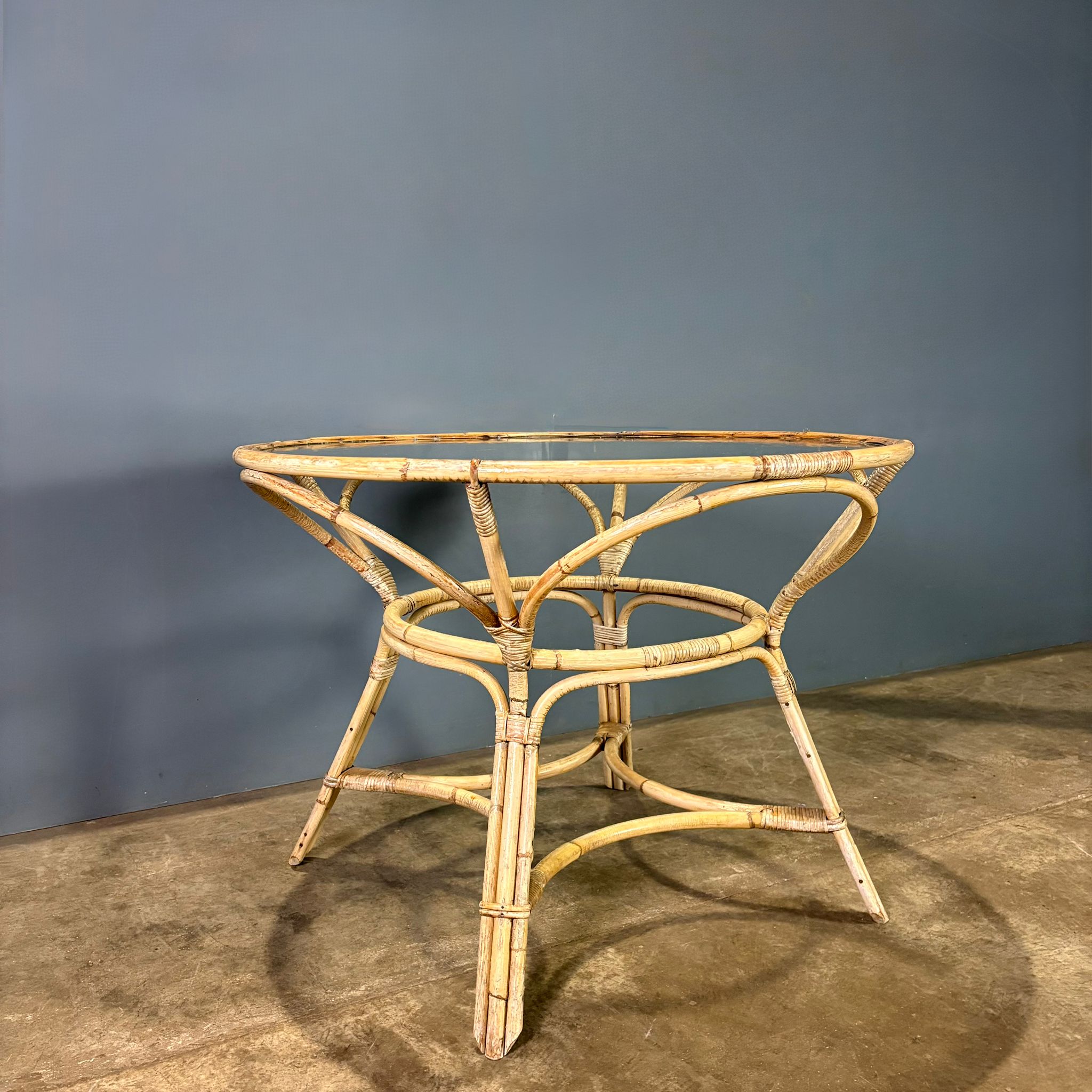 Angraves Of Leicester Bamboo Glass Dining Table Mid Century Vintage Retro MCM