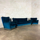 Mid Century Blue Three Seater Sofa Vintage Retro MCM